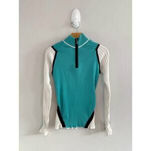 Obermeyer Women’s Vintage Ribbed Thermal Skiing 1/4 Zip‎ Sz S